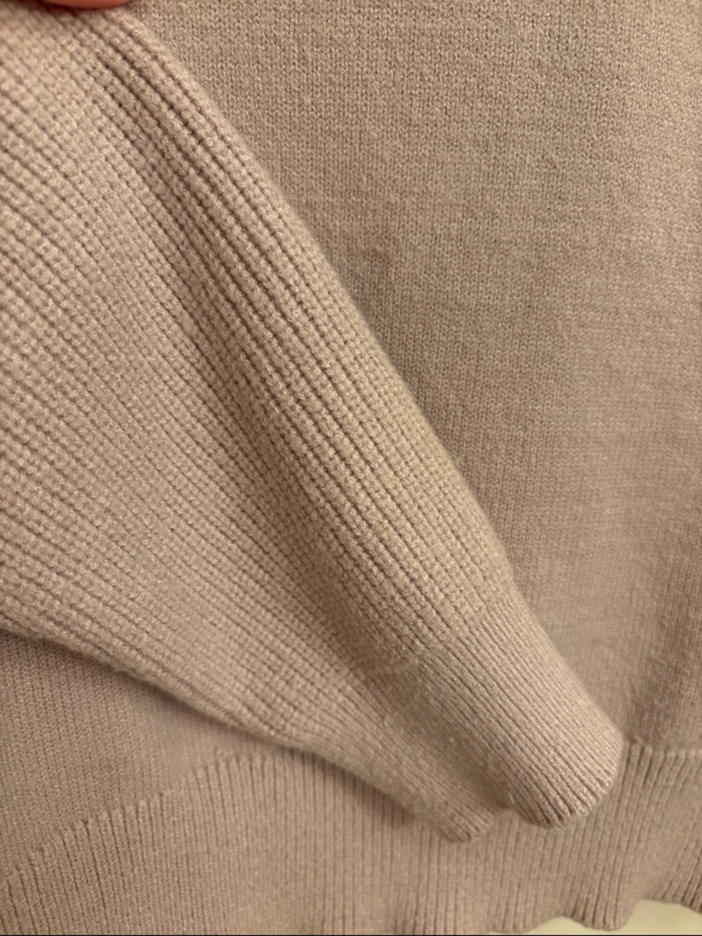 V-Neck Ribbed Sleeve Sweater in Taupe - Picture 3 of 5